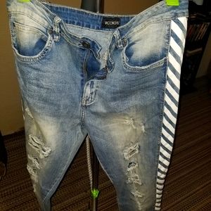 Mens striped slim fit jeans